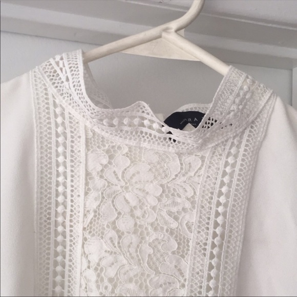 Zara elegant white lace peplum top - Picture 5 of 8